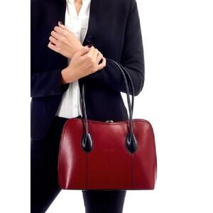 Vera Pelle Tote Shoulder Bag Red Italian Leather